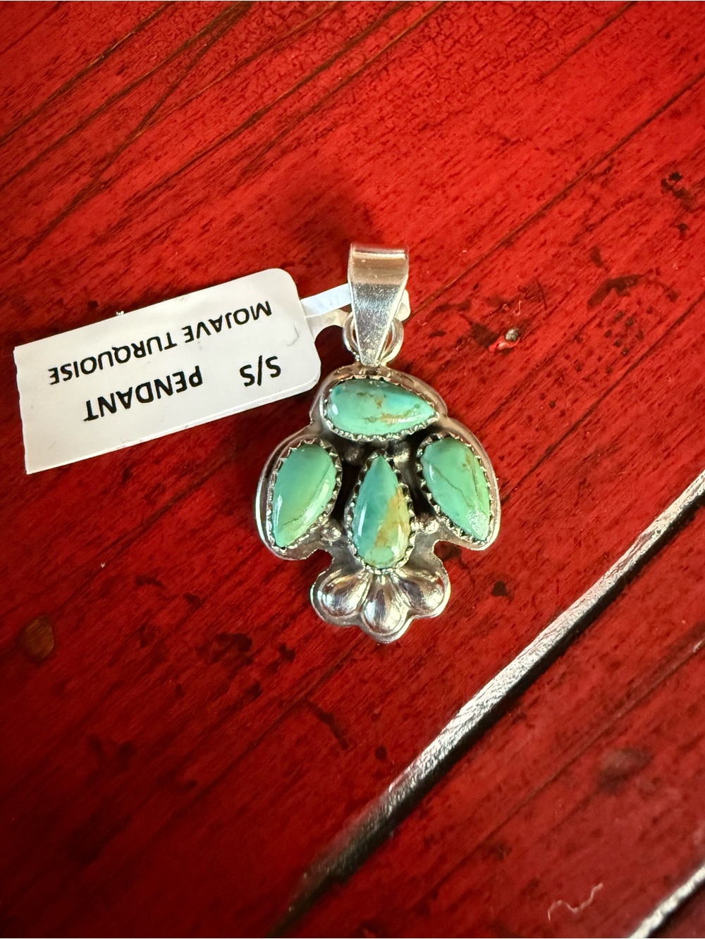 Sterling Silver Mojave Turquoise Pendant Cluster Necklace Charm